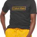 Calvin Klein Men's Standard Light Weight Quick Dry Short Sleeve 40+ UPF Protection Active Top (X-Large, Black Logo)