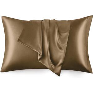 Love's cabin Satin Pillowcase Set of 2 Queen Size 20x30, Cooling Pillow Covers for Hair and Skin, Silky Smooth with Envelope Closure, Similar to Silk, Brown
