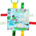 Baby Jack & Co 8x8' Learning Lovey Washington DC Tag Toys for Babies - Crinkle Toys - Soft & Safe - Learn USA Cities and Shapes - Ideal Baby Toy & Gift BPA Free w/Stroller Clip