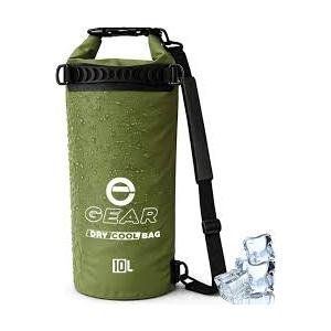 Enthusiast Gear Insulated Dry Bag Floating Cooler 10L / 15L Roll Top, Leak Proof, Waterproof, Collapsible, with Padded Shoulder Strap - Perfect for Kayaking Fishing Beach Hiking (10 Liter, Green)