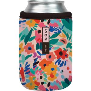 Sok It CanSok Sleeve for Beer & Soda Insulated Neoprene Cover (Abstract Floral, 12oz Can Sleeve)