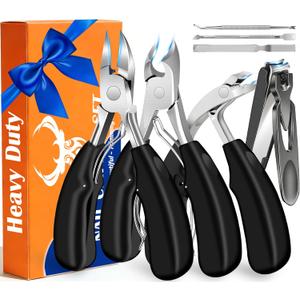 7-in-1 Heavy Duty Toenail Clippers for Seniors with Thick Nails - Professional Podiatrist Grade Kit for Ingrown Toenail Treatment - Stainless Steel Cutter for Hard Fungal Nails & Weak Hands