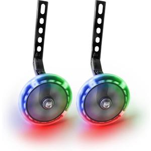 Bicycle Training Wheels - Multicolored LED light Training Wheels For Kids Bicycle - Compatible With 12 14 16 18 Inch Boys/Girls Single Speed Bikes (Blue)