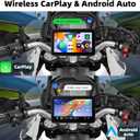 SIXTOP Motorcycle CarPlay Screen with Wireless Apple CarPlay Android Auto, 6 Inch IP68 Waterproof Touch Screen GPS Navigation for Motorbike Dual Bluetooth, Mirror Link, EQ, Siri Google Voice Control