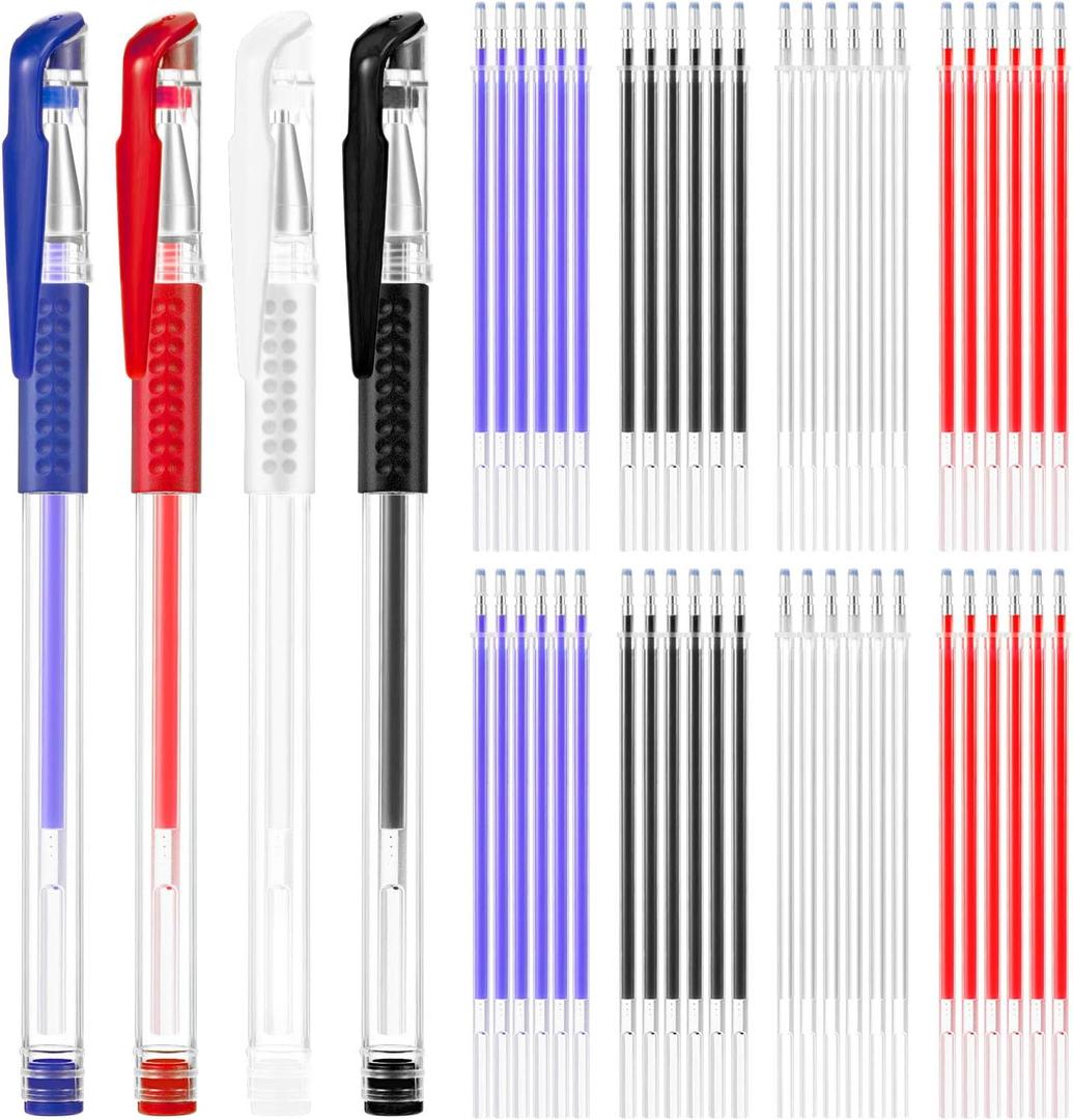 Outus 8 Pieces Heat Erase Pens Fabric Marking Heat Erasable Pens with 56 Pieces Refills for 80s Retro Quilting, Sewing, DIY Dressmaking