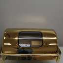 ROVSUN 9QT Roll Top Chafing Dish Buffet Set,Rectangular NSF Stainless Steel Buffet Warmer Chafers and Buffet Warmers Sets with Thick Frame for Catering Events Parties Weddings Dinners,Gold