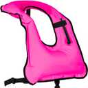 Inflatable Snorkel Vest Adults Swim Vest Portable Snorkeling Jackets for Diving Swimming Kayaking Surfing Safety Load Up to 220 Ibs, Pink