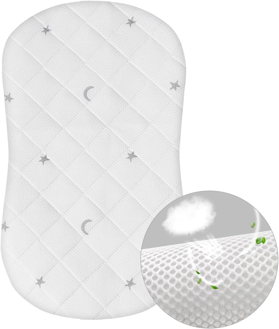 Waterproof Bassinet Mattress Pad Cover Compatible with Halo Bassinest Swivel, Glide Sleeper, Waterproof Bassinet Mattress Protector, Breathable Proven to Reduce Suffocation Risk, Grey Star Waterproof Bassinet Mattress Pad Cover Compatible with Halo Bassinest Swivel, Glide Sleeper, Waterproof Bassinet Mattress Protector, Breathable Proven to Reduce Suffocation Risk, Grey Star