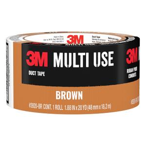 3M Multi-Use Colored Duct Tape, Brown with Strong Adhesive and Water-Resistant Backing, Multi-Surface 3M Duct Tape for Indoor and Outdoor Use, 1.88 Inches x 20 Yards, 1 Roll (3920-BR)