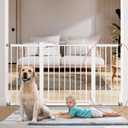 BABELIO 29-55 Inch Extra Wide Baby/Dog Gate, Metal Auto Close, Pressure Mounted Pet Door for Doorways, NO Need Tools and Drilling, with Wall Cups, White (28"Tall 29"-55" Wide)