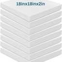 Frienda 8 Pack 2" x 18" x 18" Upholstery High Density Foam Cushion 50 ILD Replacement Square Cut to Size Foam Couch or Commercial Dinning Chair Couches Chair Padding DIY Projects
