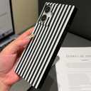 Magnetic for iPhone 16 Cute Striped Phone Case, Black White
