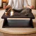 Japanese Low Floor Table Folding Coffee Tables,23''x13.5'' Paulownia Wood Tables Tatami Tables Meditation Table Altar with Storage
