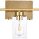 5 Light Bathroom Vanity Light Fixtures, Brushed Brass Modern Wall Lights with Clear Glass Shade, Vintage Wall Sconce Lighting for Living Room, Mirror, Bedroom, Hallway (Gold, 5-Lights)
