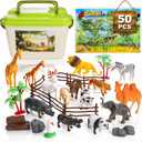 50 Pieces Farm Animal Figurines, Realistic Plastic Wild Animal Model Ornaments with Storage Box, Animals Themed Party Supplies Cake Topper, Including Pig, Horse, Cow, Sheep