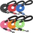 6 Pcs Heavy Duty Rope Dog Leash, 5 FT Nylon Pet Leash with Reflective Thread, Soft Padded Handle Thick Lead Leashs for Large Medium Dogs Small Puppy,0.4inch X 5 FT (18~120 lbs)