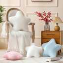 YRXRUS Star Pillows, White Star Shaped Pillow, Decorative Throw Pillow Gifts, Cute Plush Room Decor, Fluffy Faux Rabbit Fur 18"x18" Pillows for Living Bedroom