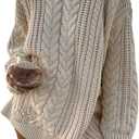 Women's Oversized Jumper Top Beige, L