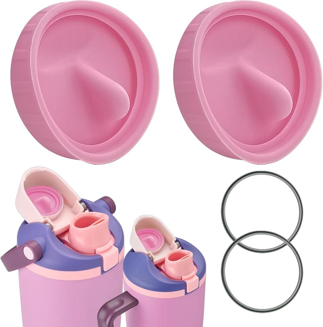 Leak-Proof Silicone Stopper and Gasket Rings Set for Owala FreeSip Sway 30oz 40oz Tumbler 40oz,Food-Grade Silicone,10Colors, Includes 2 Mouthpiece Pads and 2 Gasket Rings (Peony Pink)