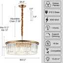 23" 8-Light Modern Crystal Chandelier Light Fixtures 2 Rings Gold Luxury Chandeliers for Dining Room Round Hanging Pendant Lighting for Living Room Kitchen Entryway Bedroom