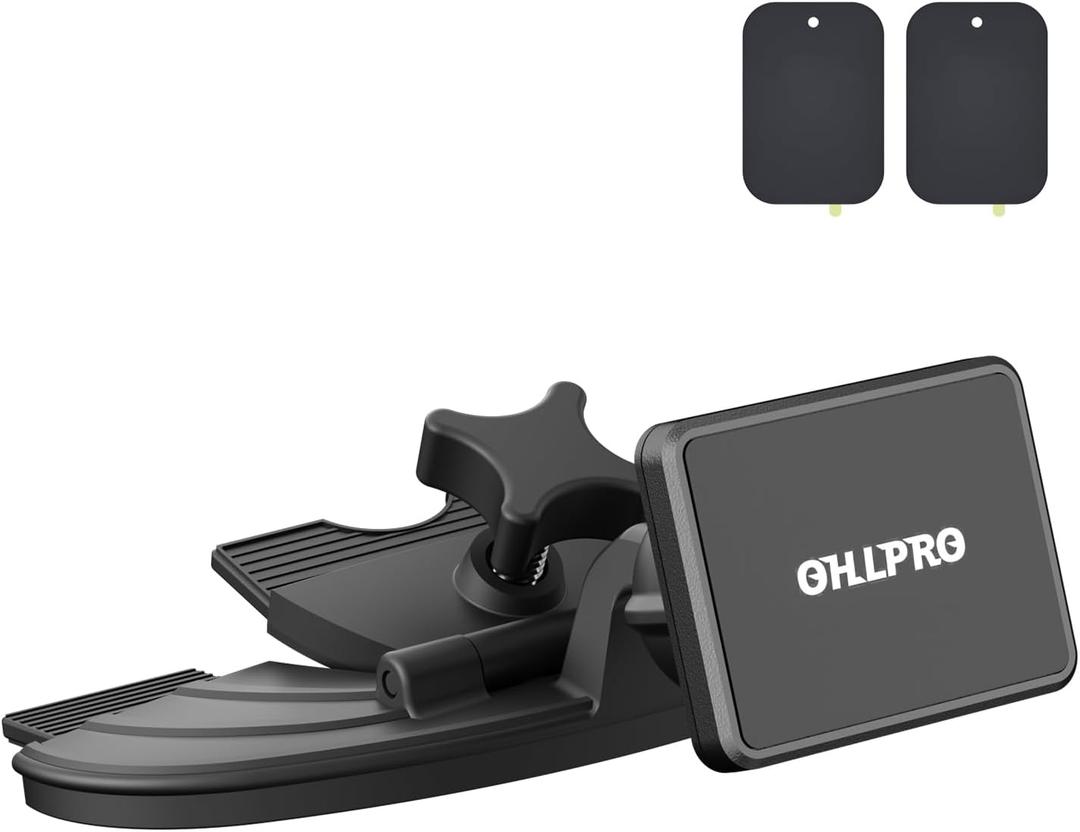 OHLPRO Magnetic Car CD Slot Tablet Mount Holder, 360 Adjustable Universal CD Player Magnet for iPad Pro 12.9, Galaxy Tab, Fire HD 10, iPad mini Air (Not Supported on Mobile Phones)