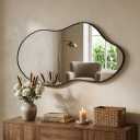 potijo Black Asymmetrical Wall Mirrors Irregular 20×36 Inch Abstract Mirror