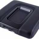 Front Center Seat Black Leather Armrest Lid Cover With Liner Mat Compatible with Cadillac Escalade ESV for Chevy Silverado 1500 2500 3500 Suburban Tahoe for GMC Sierra Yukon XL - Replace 22881398