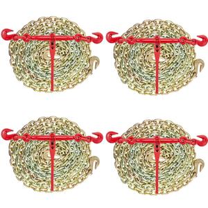 VEVOR Chain and Binder Kit 3/8 in-1/2 in, Ratchet Load Binders 9215 lbs Working Strength, Ratchet Binders and Chains, 3/8 in x 10 ft Chains with G70 Hooks, for Truck, Tie Down, Hauling, Towing