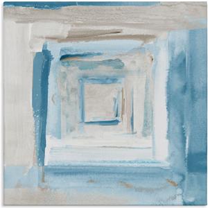 Blue Layered Squares Abstract, 24 x 24 Inch Canvas Wall Art