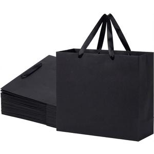Sdootjewelry Black Gift Bags, 12.5x4.5x11, 100 Pack Heavy Duty Kraft Paper Matte Party Shopping Merchandise Bags