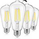 Vintage LED Dimmable Edison Light Bulbs 100W Incandescent Equivalent, 8W 1200Lumens, E26 Base LED Filament Bulb, 5000K Daylight White, ST64/ST21 Antique Clear Glass for Home, Reading, Bathroom, 4-Pack