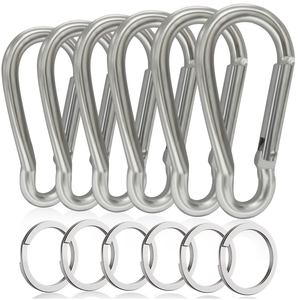 6PCS Carabiners, LDJZON Aluminum Carabiner Clip Spring Snap Hook with 6PCS Keyrings Keychain Hook for Keys, Backpack, Camping Lamp, Water Bottle (2.68 inch)