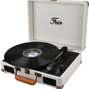 Vinyl Record Player Bluetooth with Speakers 3 Speed Portable Turntable Suitcase Built in 2 Speakers RCA Line Out AUX Headphone Jack PC RecorderWhite