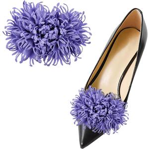 2Pcs 3D Flower Clips - Unique Burned Edge Embellishment, Detachable High Heels Buckle for DIY Shoe Accessories (Purple)