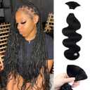 Human Braiding Hair 100g One Bundle/Pack 18 Inch Natural Black Body Wave Curly Bulk Human Hair for Braiding No Weft 100% Unprocessed Brazilian Human Hair Braiding Hair for Boho Braids (#1B BW)