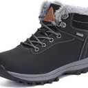 Mishansha Boy's Girl's Winter Snow Boots Waterproof Kids Hiking Boots Cold Weather Outdoor Fur Lined Warm Walking Boot Shoes (13 Little Kid, Night Black)