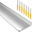 4.3" W 52" L Extra-Wide Heavy-Duty Door Rain Drip Guard Cap, Aluminum Rain Deflector for Windows Doors Guard, Stops Rain Moisture Damage for Home, Storefront, RV (52" L, Silver, Rolled Egde)