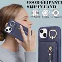 Detachable Magnetic Case for iPhone 14 Plus, 2-in-1 System with Zipper Card Wallet & Built-in Phone Grip - Magsafe Compatible PU Leather Cover - Blue