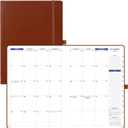 POPRUN Monthly Planner 2026-2027 (Large-8.25'' x 11.75''), 16 Months Calendar(Dec 2025-Mar 2027) Appointment Book with Stair Tabs, Inner Pockets, Pen Holder, PU Leather Softcover - Brown