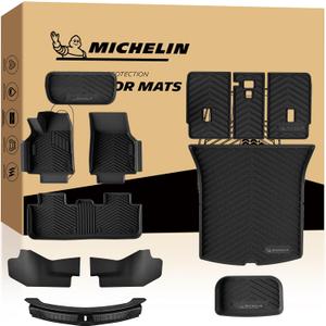 Michelin Vehicle Mat, All-Weather TPE Custom Fit Liner for Tesla Model Y 5 Seat Floor Mats 2025-2027 (12 Piece), Premier