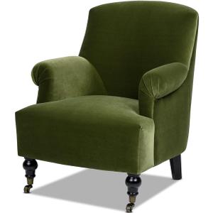 Jennifer Taylor Home Eloise Farmhouse Coastal Pleated Sock Living Room Accent Arm Chair, Olive Green Performance Velvet