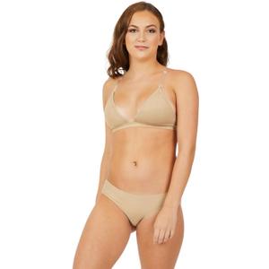 Capezio Womens Deep Neck Clear Back Bra (Medium, Nude)