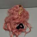 Long Pink Wavy Wigs for Women Middle Part Pastel Pink Wig 26 inch Natural Curly Synthetic Wig Heat Resistant Fiber Wigs for Daily Party Use