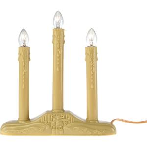 Creative Hobbies 3 Light Electric Candolier Indoor Christmas Candle Lamp, Ivory Plastic with Clear C7 Incandescent Light Bulbs