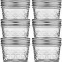 Ball Wide Mouth Quilted Crystal Jelly Jars with Lids and Bands, Used for Canning, Pickling, Juice, Jam, Jelly, Quarter Pint Size (4 Ounce (Pack of 6))