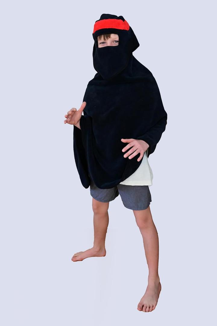 Joedi's Hooded Ninja Towel for Kids, absorbant Ninja Themed Bath Towel, 55"L x 27.5"W