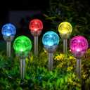 SOLPEX Solar Garden Lights Outdoor, 3 Pack Multi-Color Changing&White 2 Modes Solar Powered Glass Ball Garden Lights Waterproof for Patio Decoration