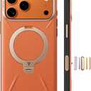 TORRAS Organic Leather for iPhone 17 Pro Case with Stand, Fit for Magsafe, 360 Spin Kickstand with Camera Control, Premium Leather Durable Stylish Q3 VegSkin for iPhone 17 Pro Phone Case, Burnt Orange