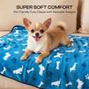 Luciphia 1 Pack 3 Dog Printed Fleece Pet Blankets WashableSoft Warm Throw Covers for Crate Couch BedCozy Puppy Essentials for Dogs and Cats Blue/Grey/Khaki, Small (23x16 inch)