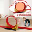 Flex Race Track 16 Ft with Suction Cups Compatible with Diecast 1/64th Cars, Flexible Car Track Toys for Ages 3+ Kids Toddlers Roll Out Portable Racetrack (Red)